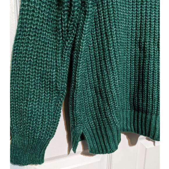 Hippie Rose Womens Green Knit V-Neck Pullover Sweater Criss Cross Back Size M - Picture 5 of 8